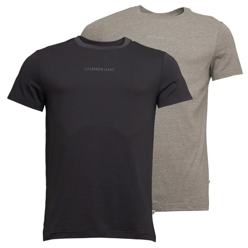 Best Copenhagen Legacy Herre To-pak T-shirts Grå Melange/Antracit Flerfarvet