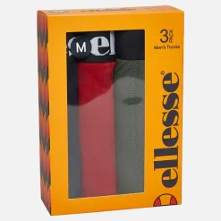 Hot Ellesse Herre Tre Pak Boxer Underbukser Navy /​ Rød /​ Khaki Flerfarvet