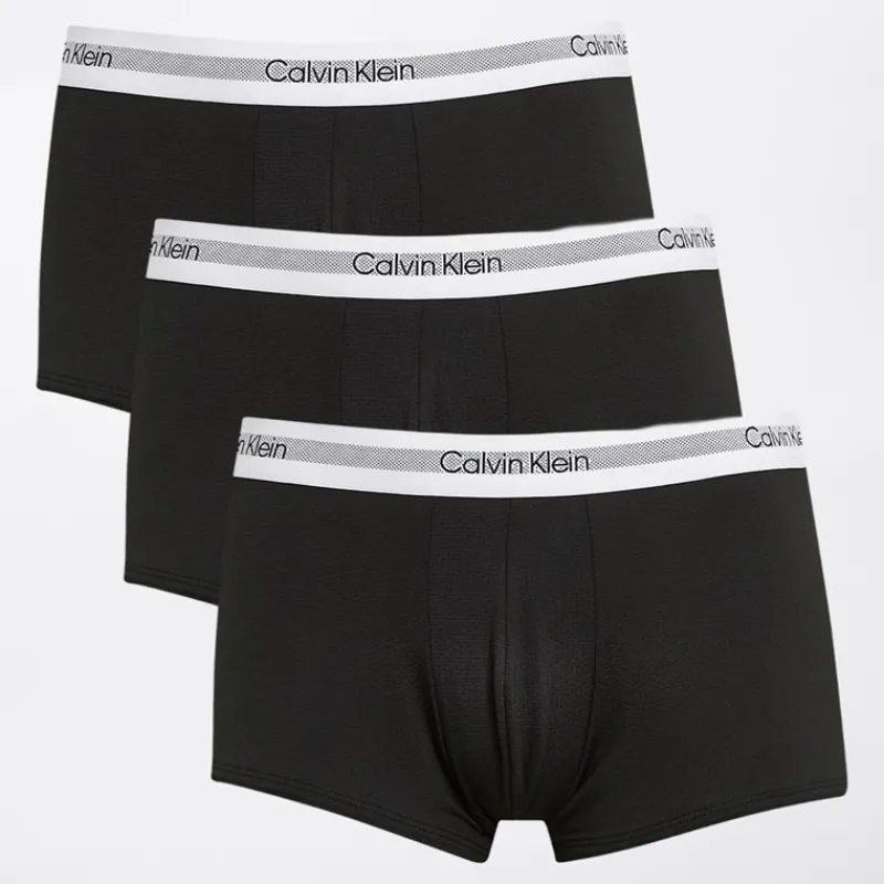 New Calvin Klein Herre Tre Pak Lav Talje Trunks Sort / Sort / Sort