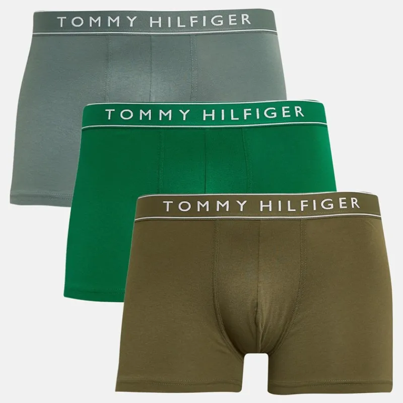 Online Tommy Hilfiger Herre Tre Pak Underbukser Unt Oliven/Nvue Grøn/Grvty Grøn