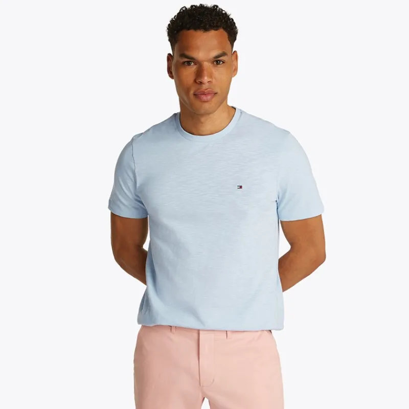 Hot Tommy Hilfiger Herre T-shirt med tekstur slub breezy blå