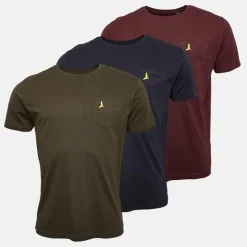 Sale Brave Soul Herre T-shirts 3-pak Navy/​Khaki/​Burgundy