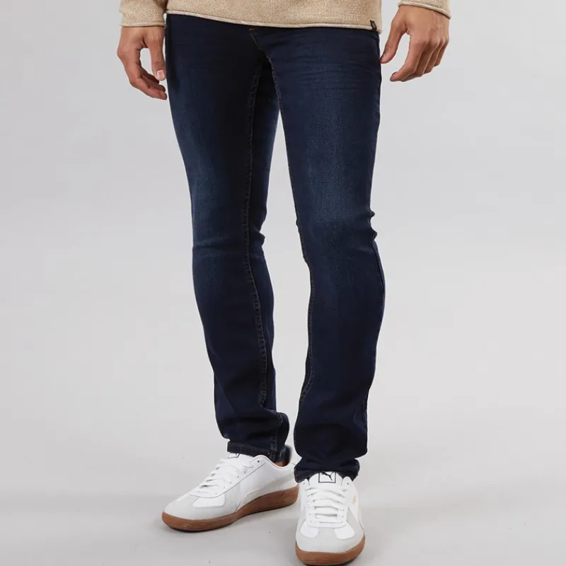 Outlet Solid Herre Tulio Hybrid Jeans Med Lige Ben Blå Mørkeblå