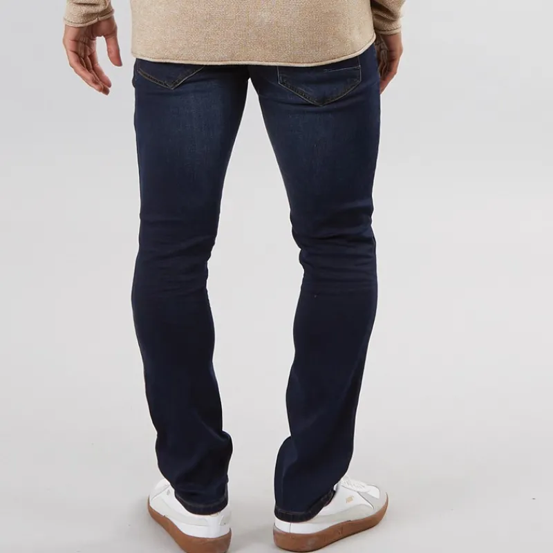 Outlet Solid Herre Tulio Hybrid Jeans Med Lige Ben Blå Mørkeblå