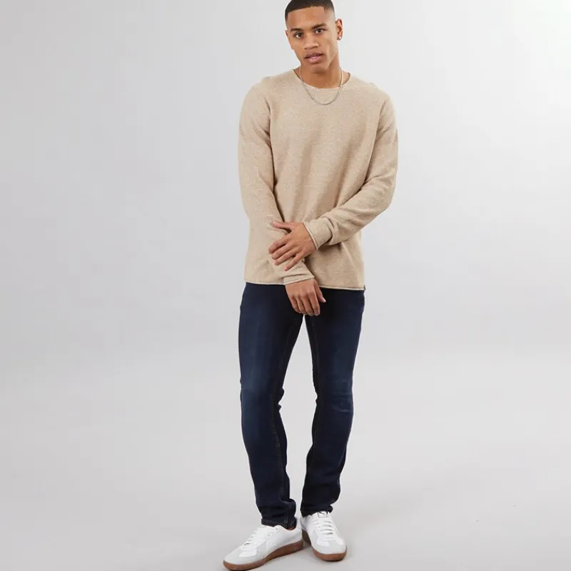 Outlet Solid Herre Tulio Hybrid Jeans Med Lige Ben Blå Mørkeblå