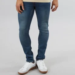 Outlet Solid Herre Tulio Hybrid Jeans Med Lige Ben Blå Mellemblå