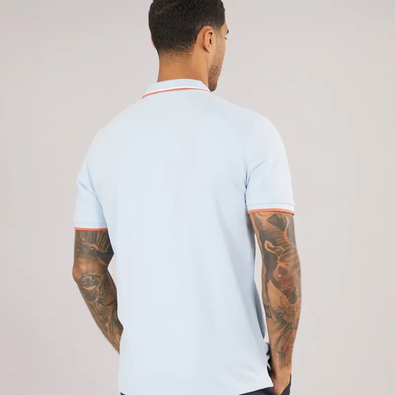 Hot Ben Sherman Herre tværstribet polo skjorte Pale Blue Bleg Blå