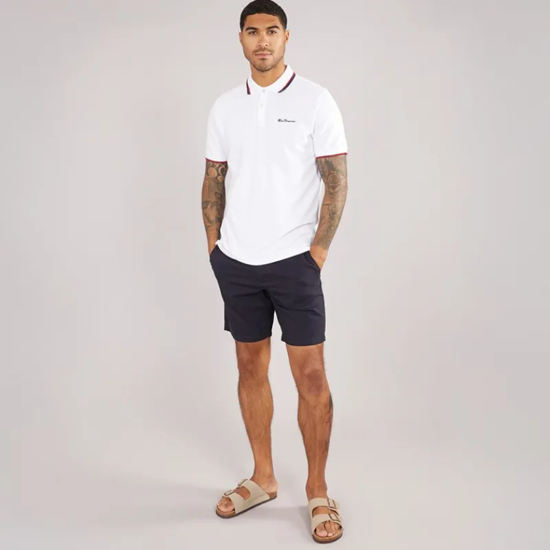Discount Ben Sherman Herre Twin Tipped Polo Hvid