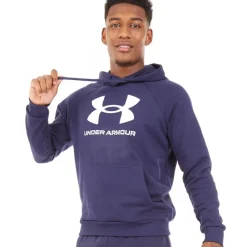 Online Under Armour Herre UA Rival Fleece Logo Hoodie Midnatsblå/​Hvid Marineblå