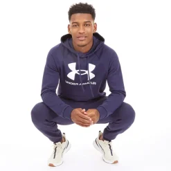 Online Under Armour Herre UA Rival Fleece Logo Hoodie Midnatsblå/​Hvid Marineblå