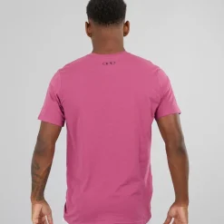 Best Under Armour Herre UA Sportstyle Venstre Bryst Kortærmet T-shirt Fuchsia Dusk /​ Mørk Maroon Lyserød