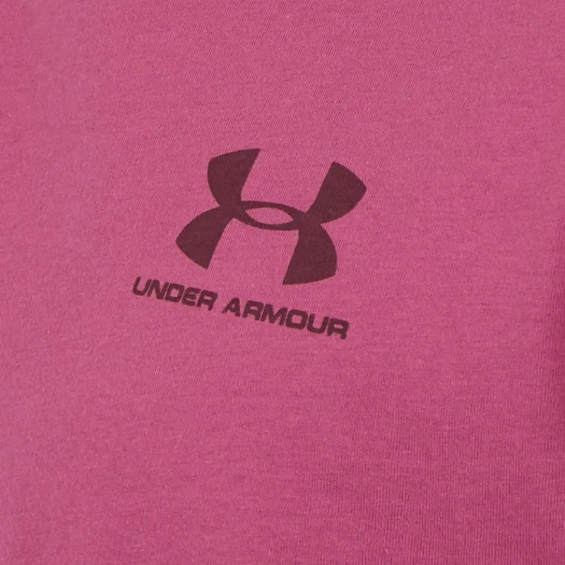 Best Under Armour Herre UA Sportstyle Venstre Bryst Kortærmet T-shirt Fuchsia Dusk / Mørk Maroon Lyserød