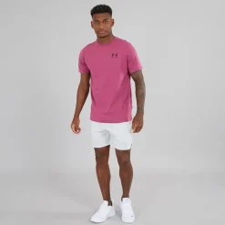 Best Under Armour Herre UA Sportstyle Venstre Bryst Kortærmet T-shirt Fuchsia Dusk / Mørk Maroon Lyserød