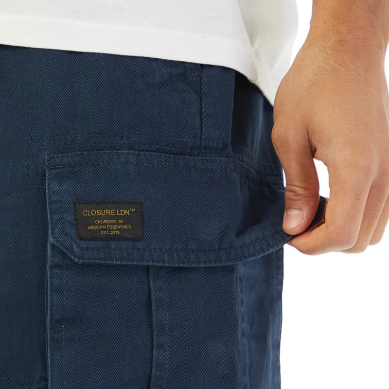 Clearance Closure London Herre Utility Cargo Shorts Blå Marineblå
