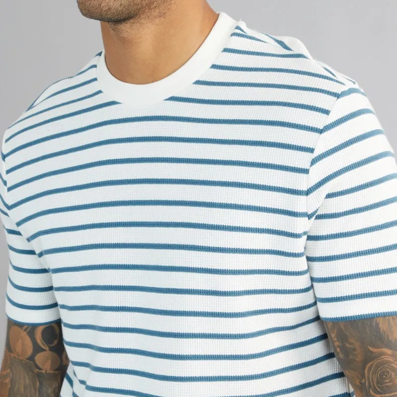 Ben Sherman Herre Vaffel Stribet T-shirt Snow White