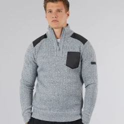 Hot Bench Herre Verto 1 /​ 4 Zip Funnel Neck Jumper Lys Grå Melering