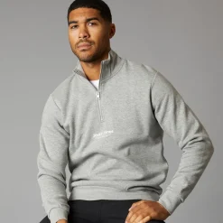 JACK & JONES Herre Vesterbro 1/​4 Zip Sweatshirt Lys Grå Melange /​ Sort Lysegrå Mergel
