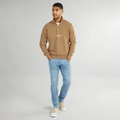 Online JACK & JONES Herre Vesterbro 1/4 Zip Sweatshirt Silver Mink / White