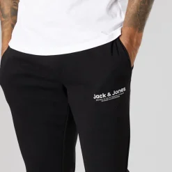 Hot JACK & JONES Herre Vesterbro Joggingbukser Med Åben Kant /Hvid Sort