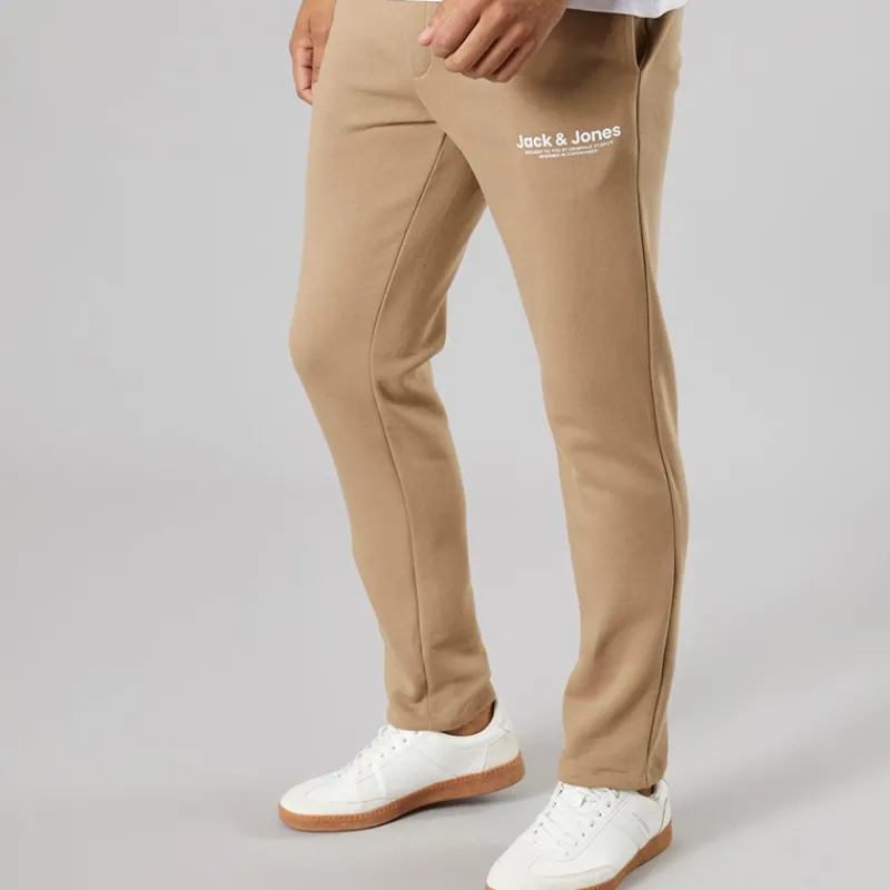 JACK & JONES Herre Vesterbro Joggingbukser Med Åben Kant Silver Mink/Hvid Lysebrun