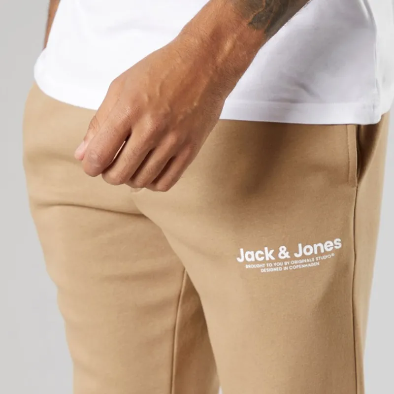 JACK & JONES Herre Vesterbro Joggingbukser Med Åben Kant Silver Mink/Hvid Lysebrun