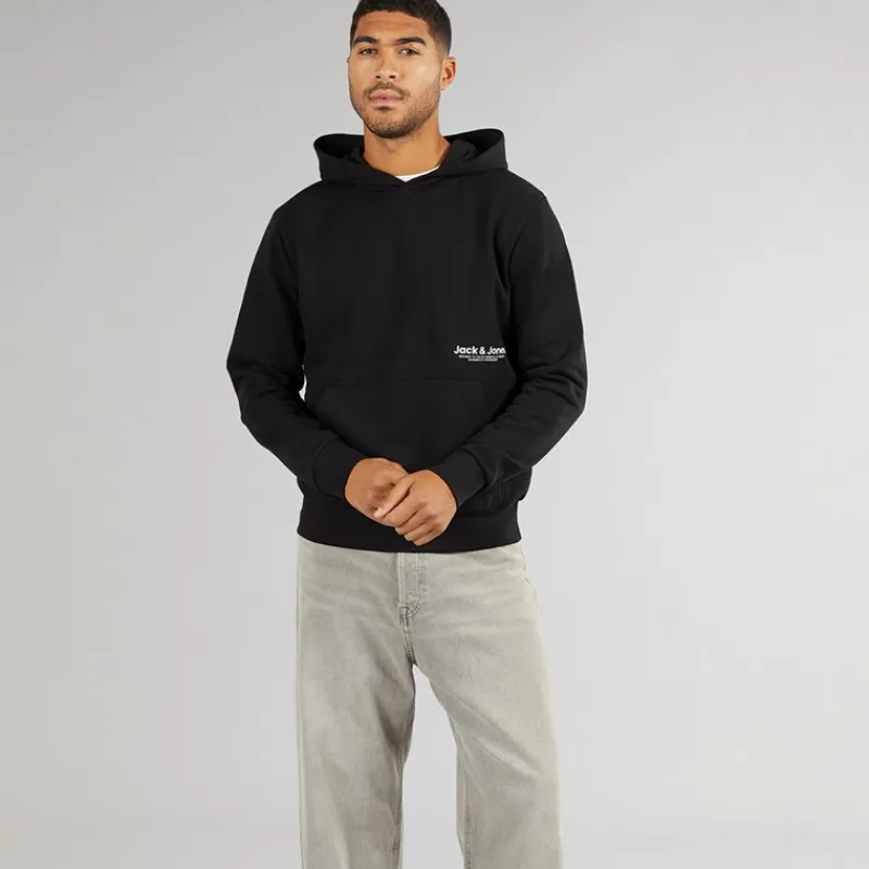 Best JACK & JONES Herre Vesterbro Side Hoodie Sort