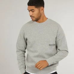 Best JACK & JONES Herre Vesterbro Side Sweatshirt Lys Grå Marl/Sort