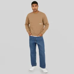 New JACK & JONES Herre Vesterbro Side Sweatshirt Sølv Mink/Hvid Lysebrun