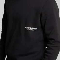 Discount JACK & JONES Herre Vesterbro Side Sweatshirt Sort/​Hvid