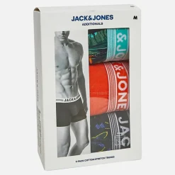 Outlet JACK & JONES Herre West Tre Pak Underbukser Sort/​Tangerine Tango/​Sort