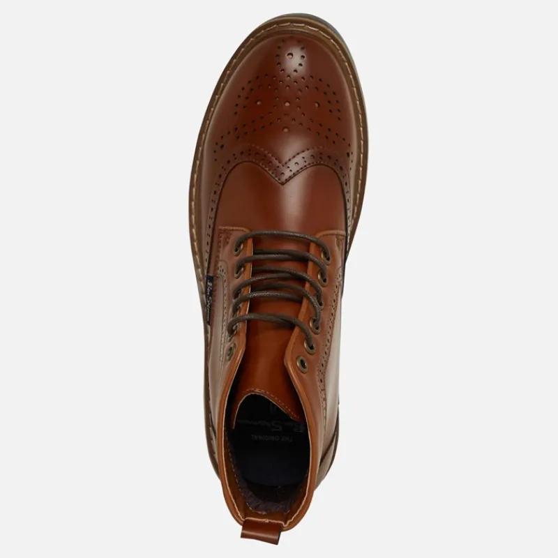 Sale Ben Sherman Herresko Templeton Brogue Støvler Brun Poleret Gyldenbrun