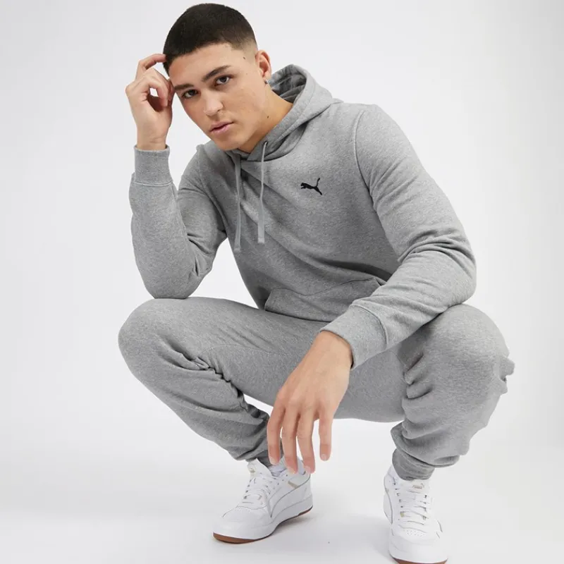 Clearance Puma Hættetrøje med lille logo Herre Essentials Mellemgrå Meleret Grå