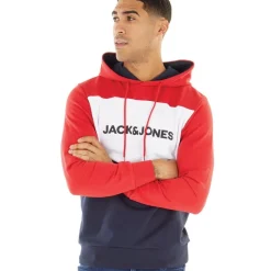 Online JACK & JONES Hættetrøje med Logo-Blokering Tango Rød til herre Rød