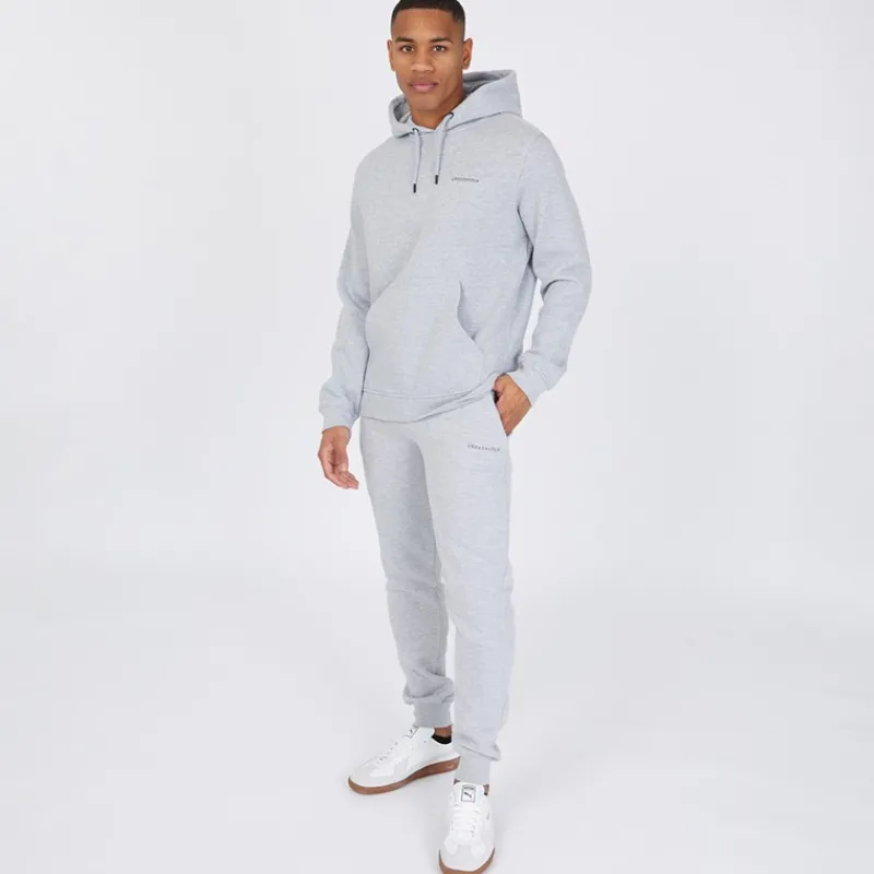 New Crosshatch Hættetrøje og Joggingbukser Sæt Grå Melange herre Grå Mergel