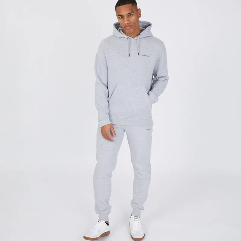 New Crosshatch Hættetrøje og Joggingbukser Sæt Grå Melange herre Grå Mergel