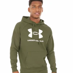 Best Under Armour Hættetrøje til Herre UA Rival Fleece Logo Marine OD Grøn/​Hvid Grøn