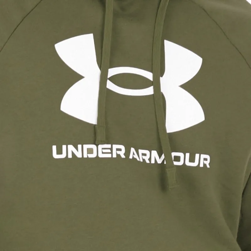 Best Under Armour Hættetrøje til Herre UA Rival Fleece Logo Marine OD Grøn/Hvid Grøn
