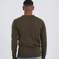 Online Brave Soul Hvid Trøje med Rund Hals til Herre Khaki kakigrøn