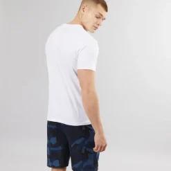 Outlet Bench Hvid/​Geometrisk camouflage Loungewear sæt til Herre med Mowie T-shirt og shorts