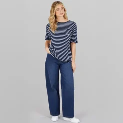 Outlet Bench Jeans med vid ben kvinder Mørkeblå Blå