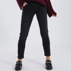 Best Pieces Jeans til kvinder Nunna MW Slim Fit Mørkegrå Denim