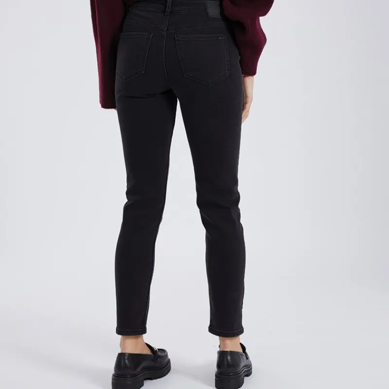 Best Pieces Jeans til kvinder Nunna MW Slim Fit Mørkegrå Denim