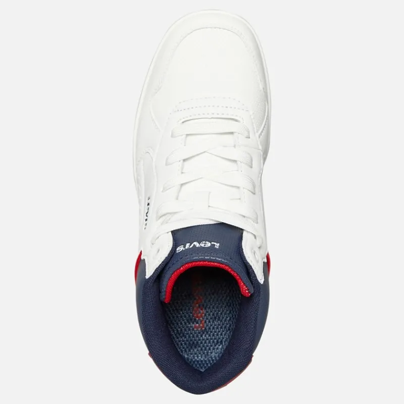 Clearance Levi's Junior Dereck Hi Top Sneakers Navy Rød 0218 Hvid