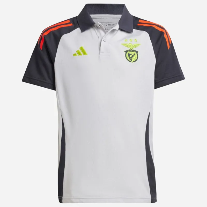 Online adidas Junior Drenge SLB Benfica polo skjorte Light Solid Grey/Semi Solar Orange