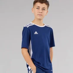 Discount adidas Junior Entrada 18 T-shirt Dark Blue/Hvid Marineblå