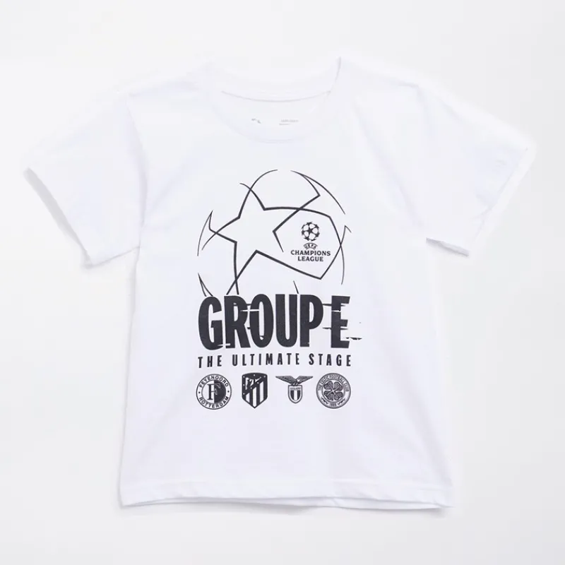 Clearance Castore Junior FR Feyenoord Trykt Gruppe UEFA Champions League Kamp Design T-Shirt Hvid