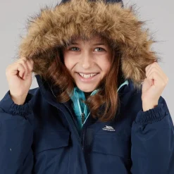 Sale Trespass Junior Piger Larission Isoleret Vandtæt Parka Navy Blå
