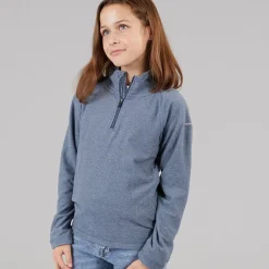 Discount Trespass Junior Piger Meadows Halv Lynlås Fleece Navy / Pink Logo Marineblå