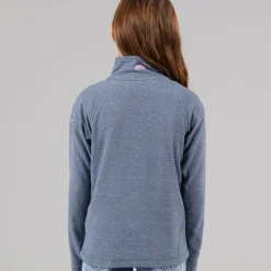 Discount Trespass Junior Piger Meadows Halv Lynlås Fleece Navy /​ Pink Logo Marineblå