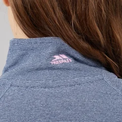 Discount Trespass Junior Piger Meadows Halv Lynlås Fleece Navy / Pink Logo Marineblå